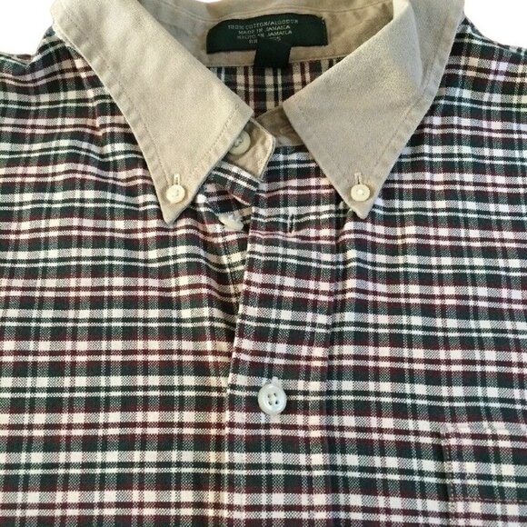 90s Hunt Club Shirt Mens 16.5 34/35 Green Red Plaid Preppy Heritage Academia VTG - Picture 2 of 14
